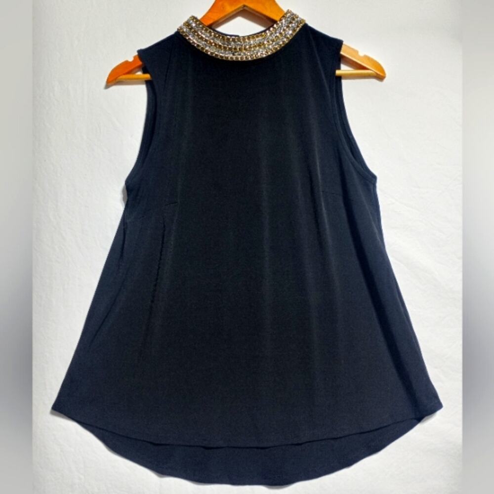 Moa Moa Black Rhinestone Collar Blouse Size Large